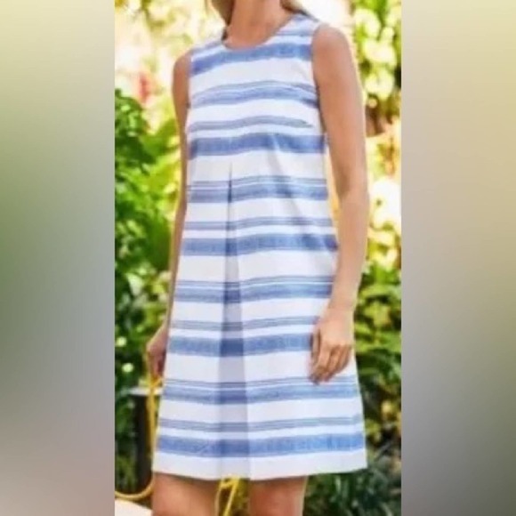 J McLaughlin Tracy Blue White Striped Shift Dress S Small - Picture 2 of 8